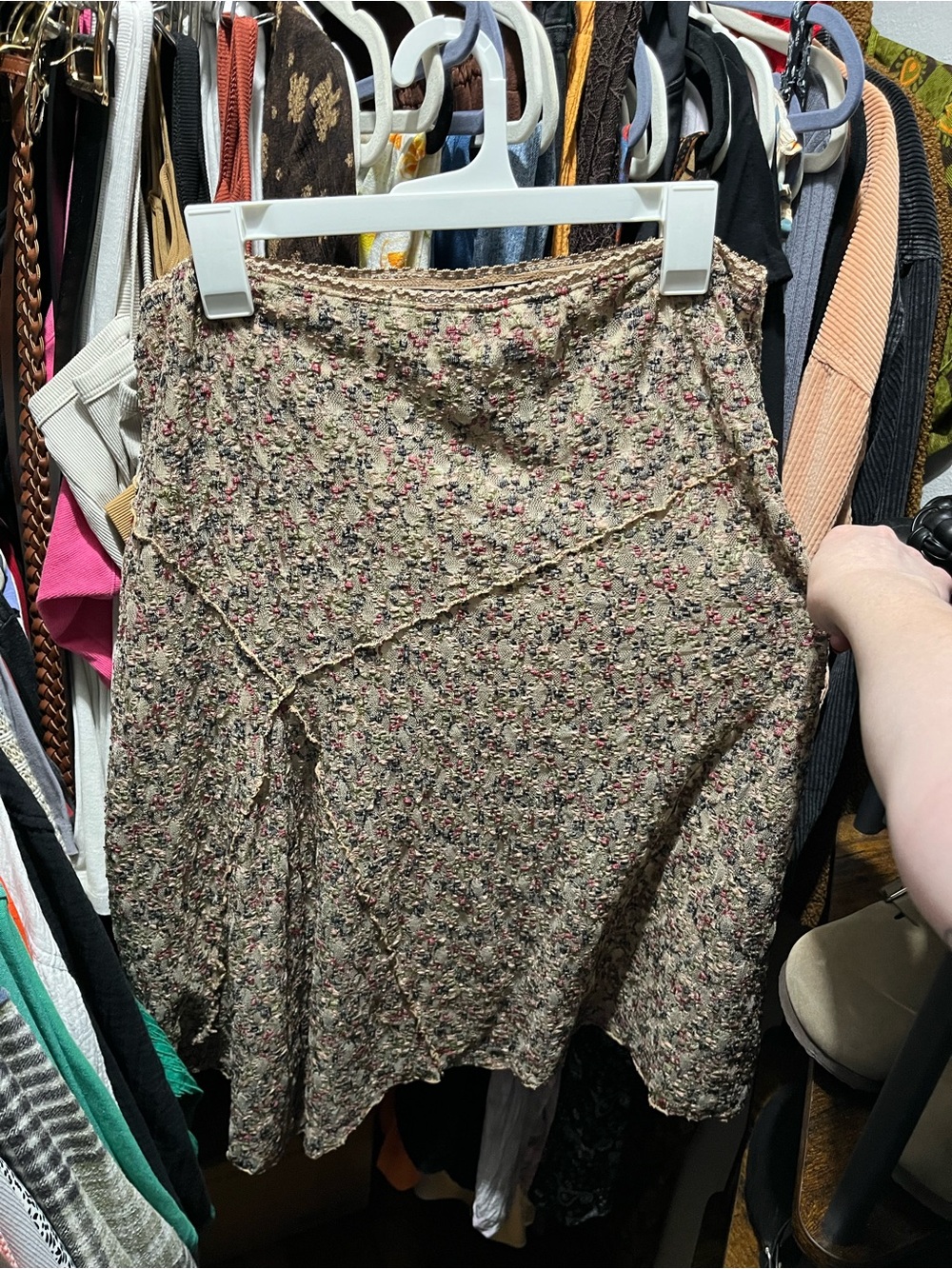 Bisou Bisou Beige Floral Asymmetrical Midi Skirt XL - Picture 11 of 16
